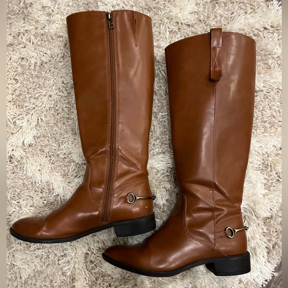 Sammy & Libby camel brown knee high riding boots with spurs - size 8 - Picture 4 of 9